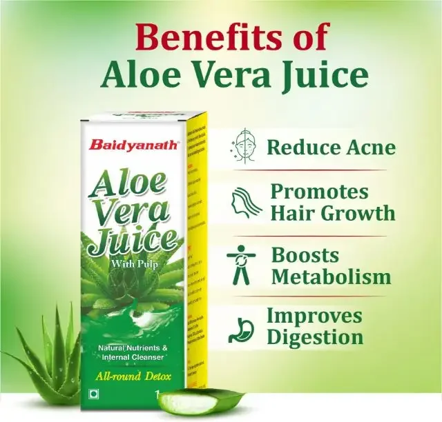 Best Grade Herbal Supplements Baidyanath 99.6% Pure Aloe Vera Juice for Good Skin and Hair at Bulk Price