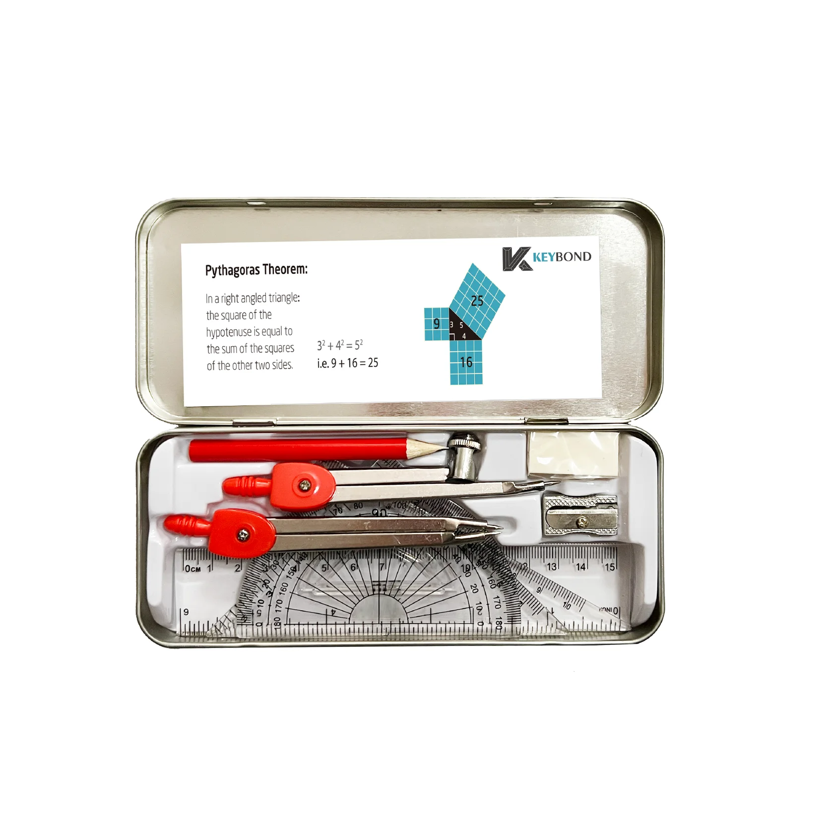 Wholesale Customized School And Office Compass Ruler Pencil Metal Box Kit 10PCS Geometry Set