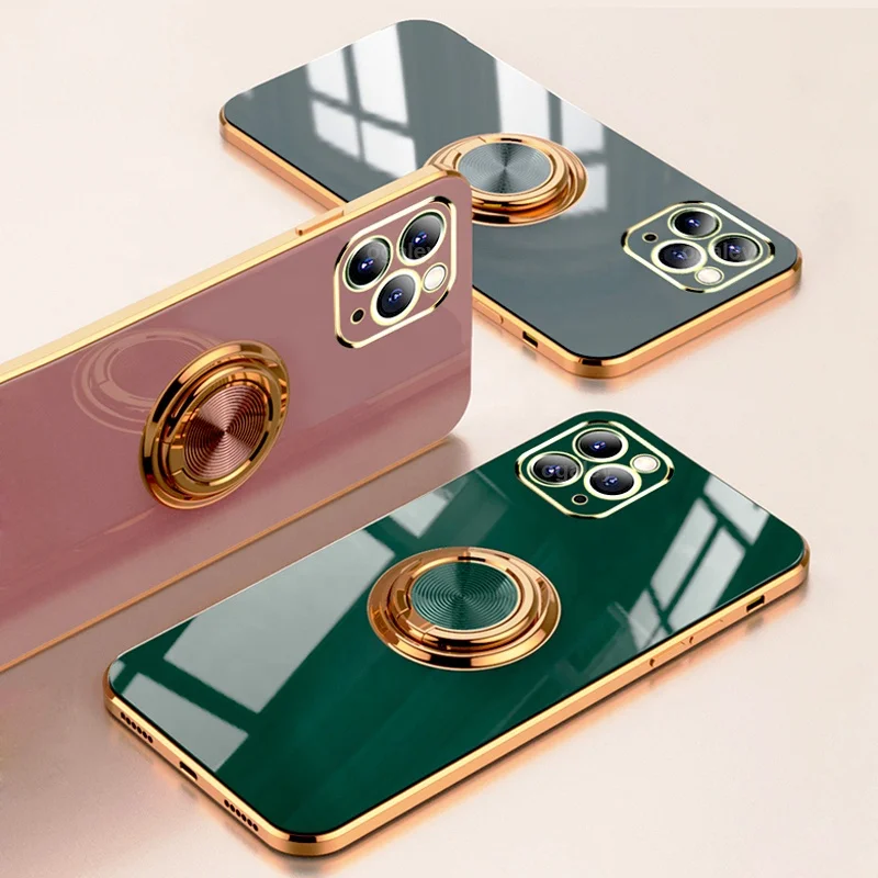 Magnetic ring holder cell phone accessories luxury Plating disigner Phone Case cover For iPhone 12