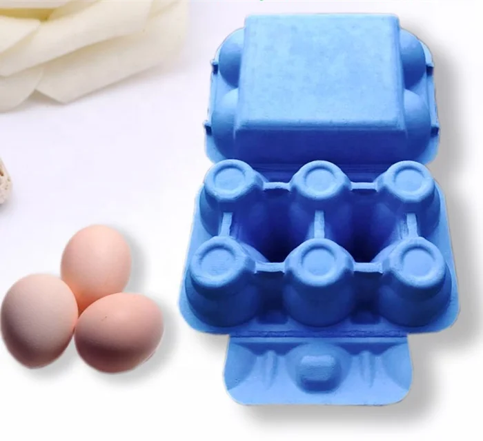 Molded Pulp customized egg carton with lid cardboard egg trays with colorful