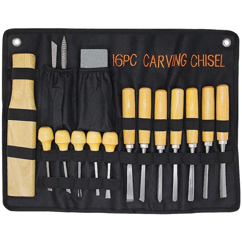 16pcs Premium Wood Carving Tools Chisels And Gouges