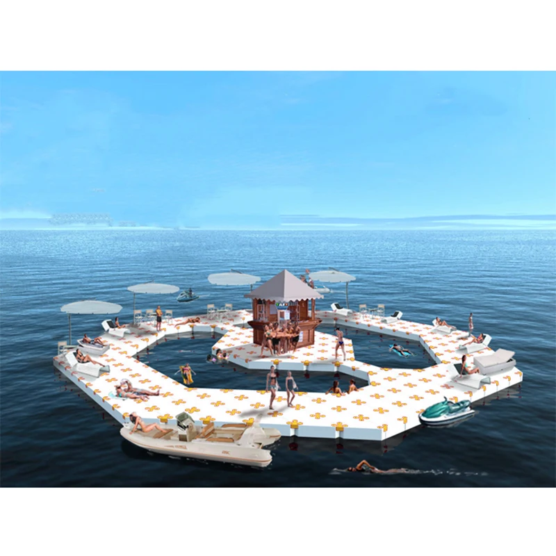 Floating city system floating pontoon bar on sea
