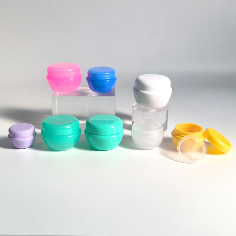 wholesale Yellow pink green blue purple pink transparent white black 5g 10g 20g 30g mushroom jar PP Eye cream plastic bottle