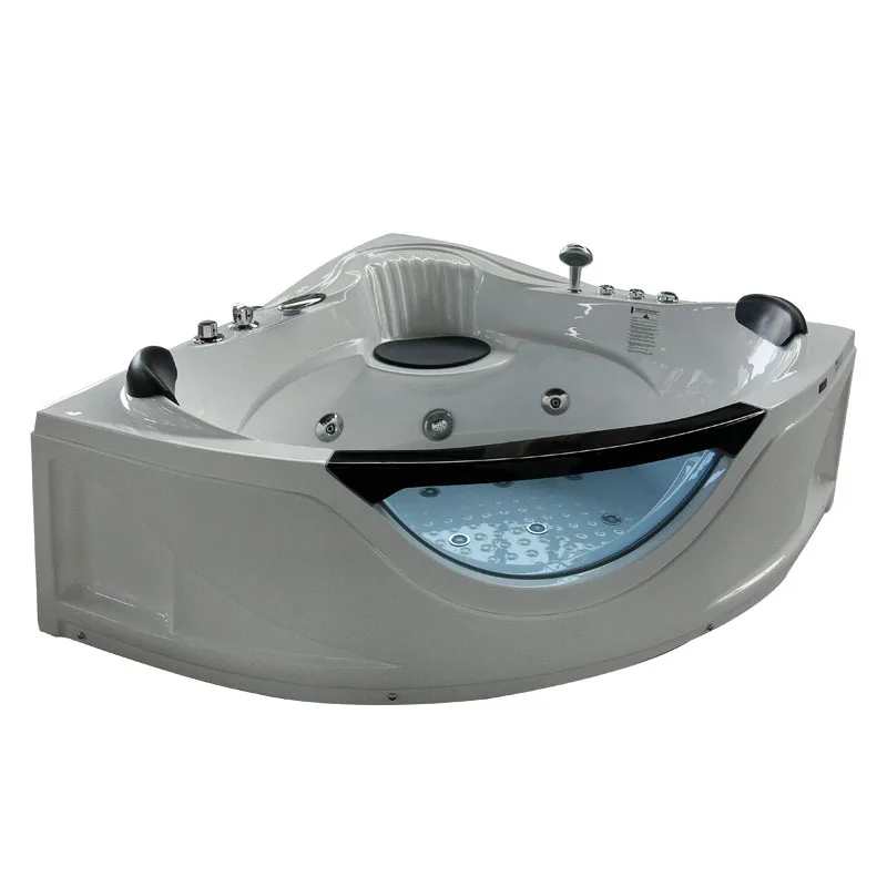 
Modern Adult Luxurious Acrylic Transparent Large White Whirlpool Massage Corner Bathtub Soaking Tub Bathroom for Couples 