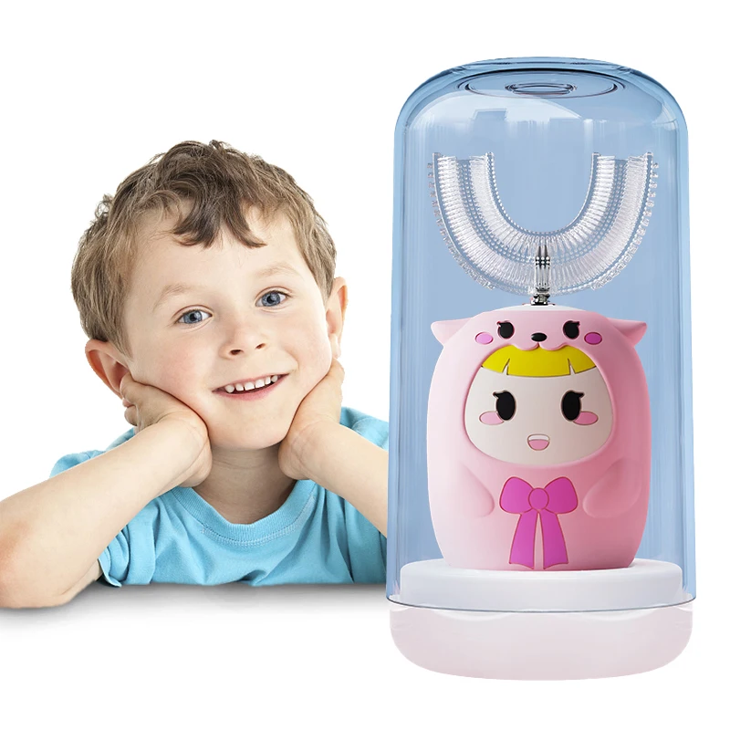 Christmas Gift Kids U Shaped Silicone Tooth Brush Kids Wireless Charging Electric Teeth Brush Baby Child Training Toothbrush