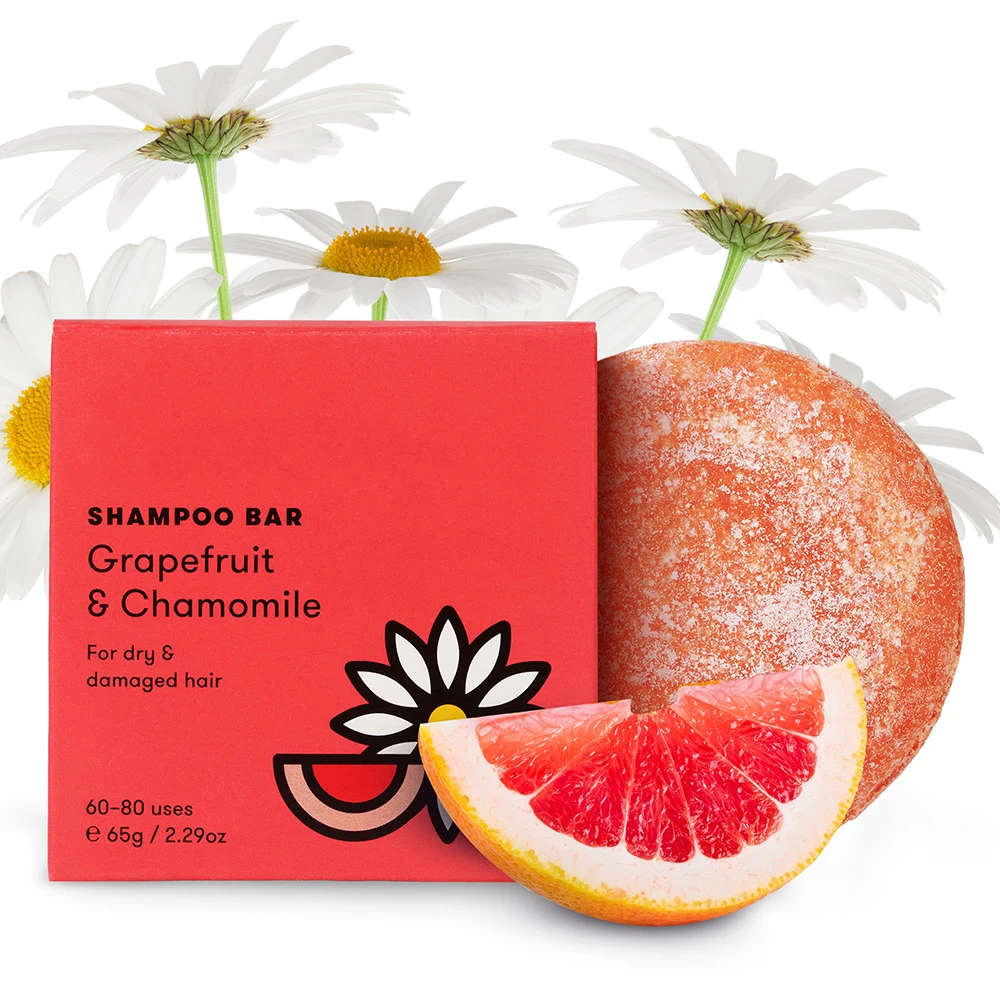 Hot OEM Grapefruit Chamomile Soild Shampoo Bar Soap For Damaged & Color Treated Hair Types