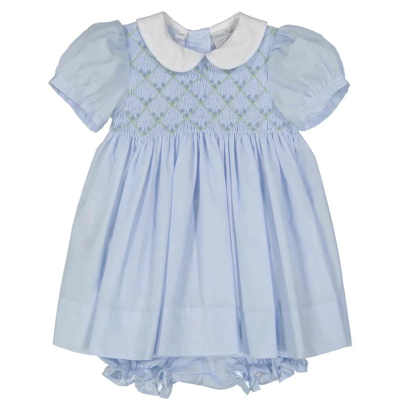 2020 Doll Collar Short Sleeve Dresses Summer Casual Lovely Floral Girls Smocked Baby Dress