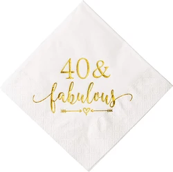 40 And Fabulous Cocktail Napkins Gold for Women 40th Birthday Decorations 40th Birthday Bevergae Dessert Table Supplies