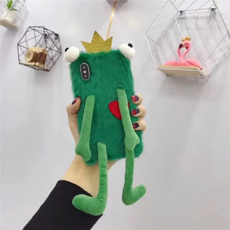 
Most Popular Warm Cute Frog Furry TPU Phone Case Covers For Iphone X 