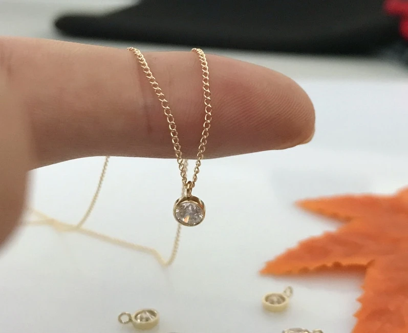 Wholesale Non Tarnish Simple design 4mm 6mm 14K gold filled 12 Birthstone lucky charms