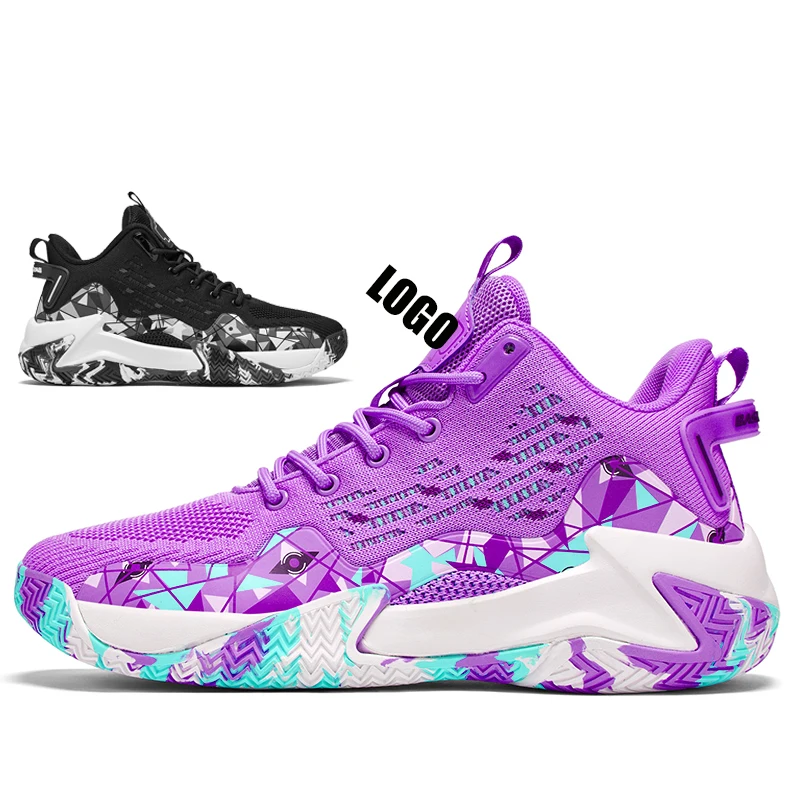 Летающая трикотажная дышащая мужская баскетбольная обувь на платформе с логотипом под заказ водонепроницаемая и мягкая полиуретановая стелька