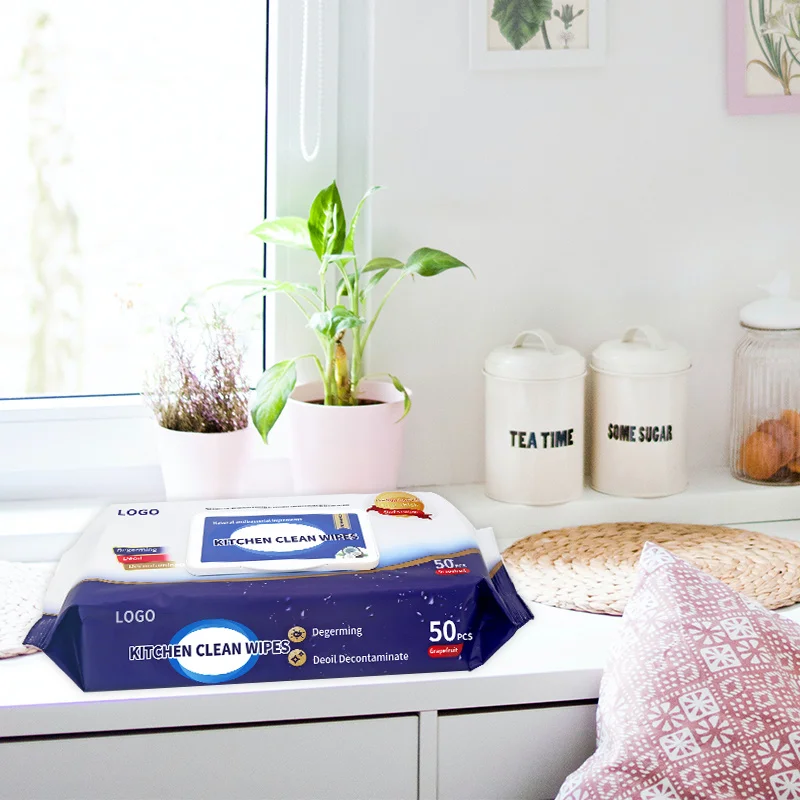 Hot Sale HUA YU Biodegradable Kitchen Wet wipe Environment Friendly Cleaning Wipes