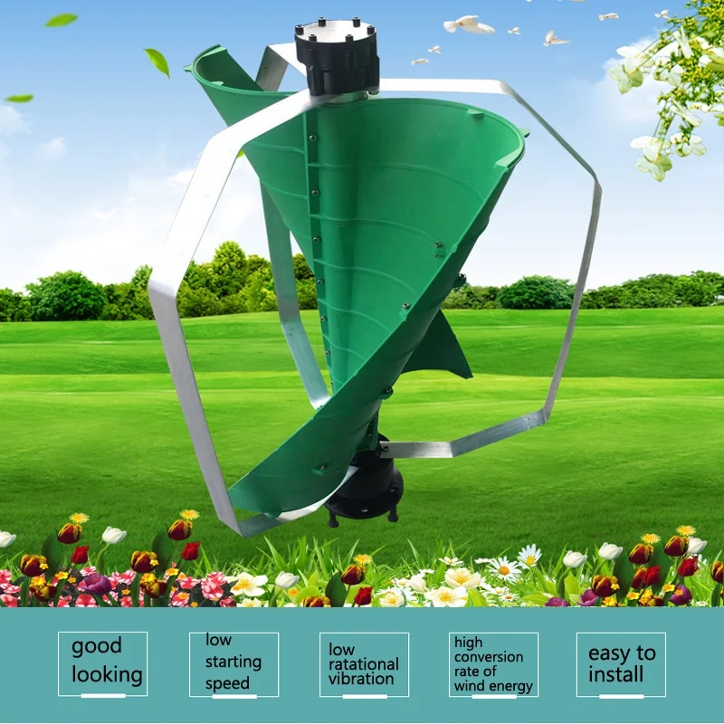 Wind Turbine 2 Blades Wind Power Generator DC12V 24V 100W Vertical Axis Spiral Wind Turbine Generator  for Garden & Home