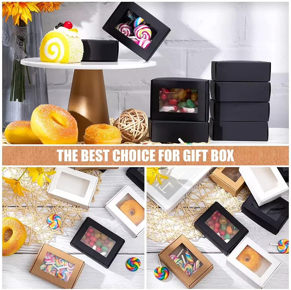 Cardboard Box Christmas Cookie Cupcake Pastry Shoe Box Doll Kraft Paper Bakery Gift Window Boxes Packaging With Clear Pvc Window