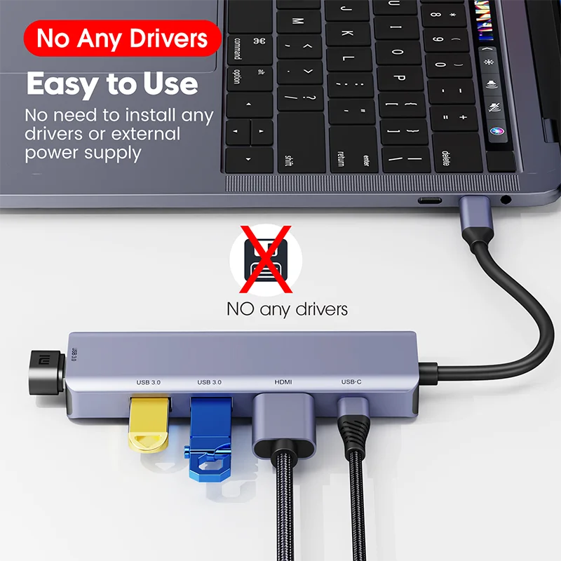 5 in 1 USB C Hub Laptop Docking Station with 4K HDMI 2 USB 3.0 Port 100W Power Delivery for MacBook Pro iPad Pro