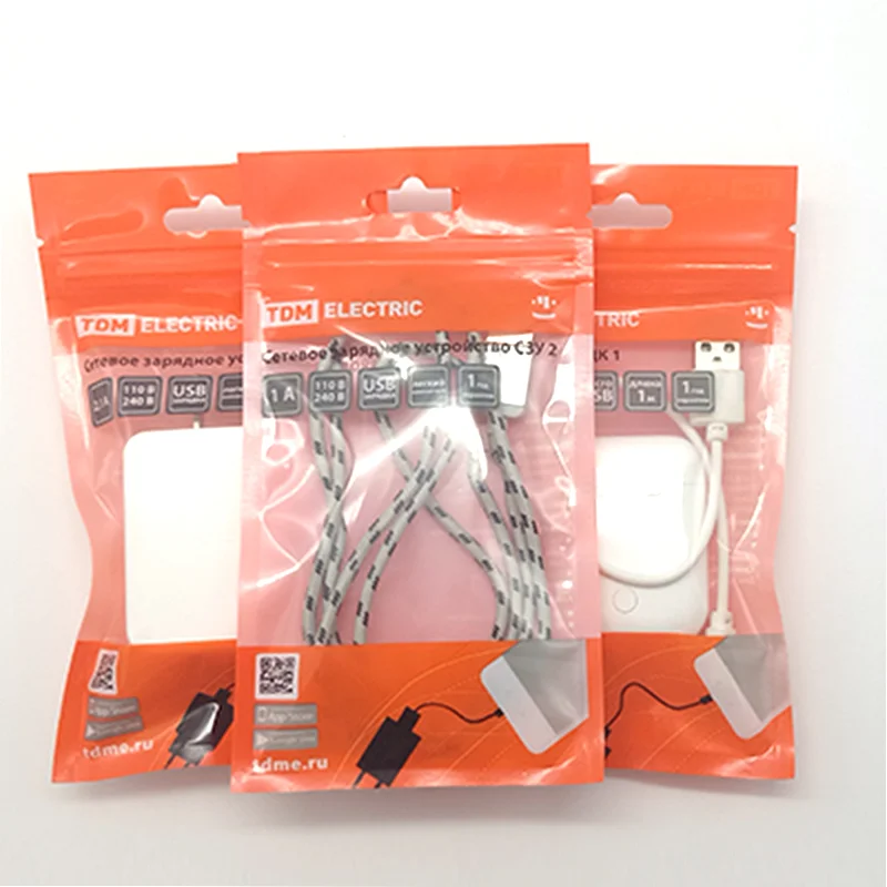 Wholesale mobile phone data header cable 3C electronic accessories zip bag packaging phone case packaging bag