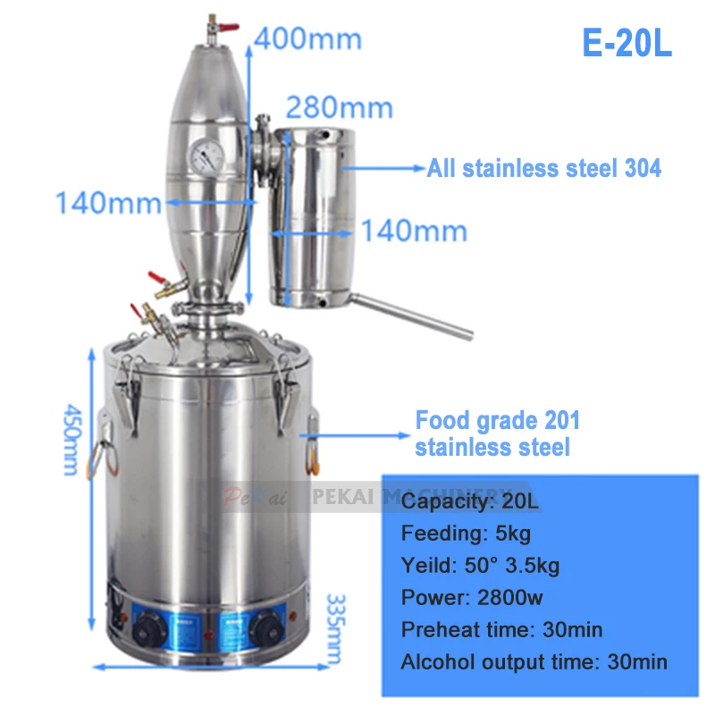 20L 30L 50L 70L watermelon moonshine tumbler Distiller Gin Vodka Brandy Alembic Moonshine Stills Coper Pot Still Home Alcohol