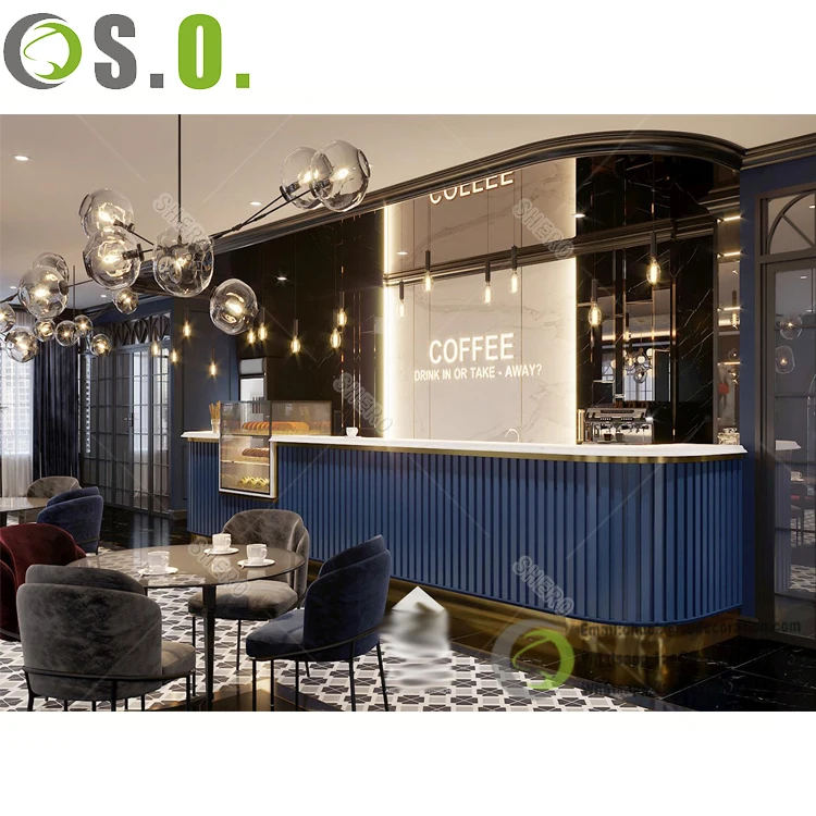 Modern Custom Cafe Decoration Luxury Coffee Shop Bar Counter Design