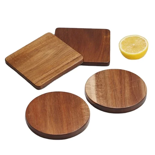 Acacia Beech Thermal Insulation Mat Teacup Mat Mark Mat Solid Wood Coaster Can Be Customized Logo Round Wood Cup Sustainable