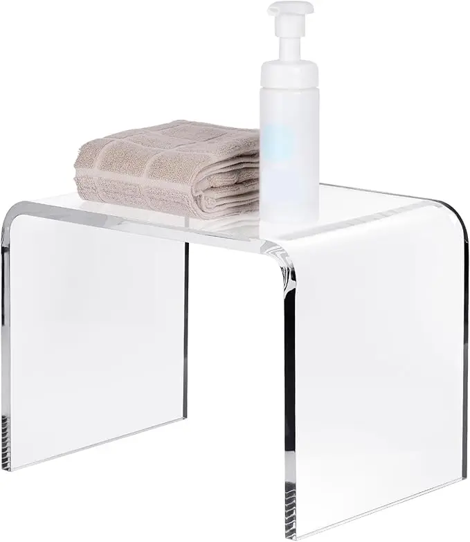 Modern Acrylic Shower Seat for Inside Shower Clear Acrylic Bathroom Shower Bench for Spa Bathroom