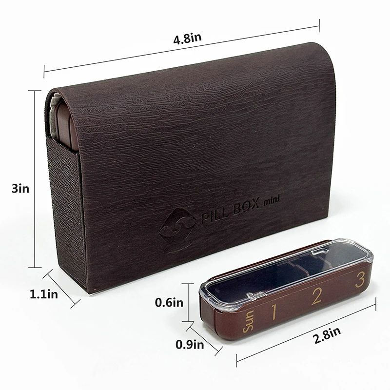 Wholesale PU Leather Pill Organizer 7 Day Weekly 21 Grid Travel Carry Leather Bag Medicine Box Tablet Container