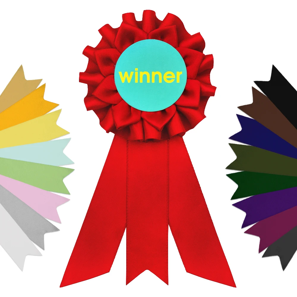 Gordon Ribbons Custom Floral Award Rosettes Single Face Satin Ribbons Awards With Trophy Printed Logo For Events