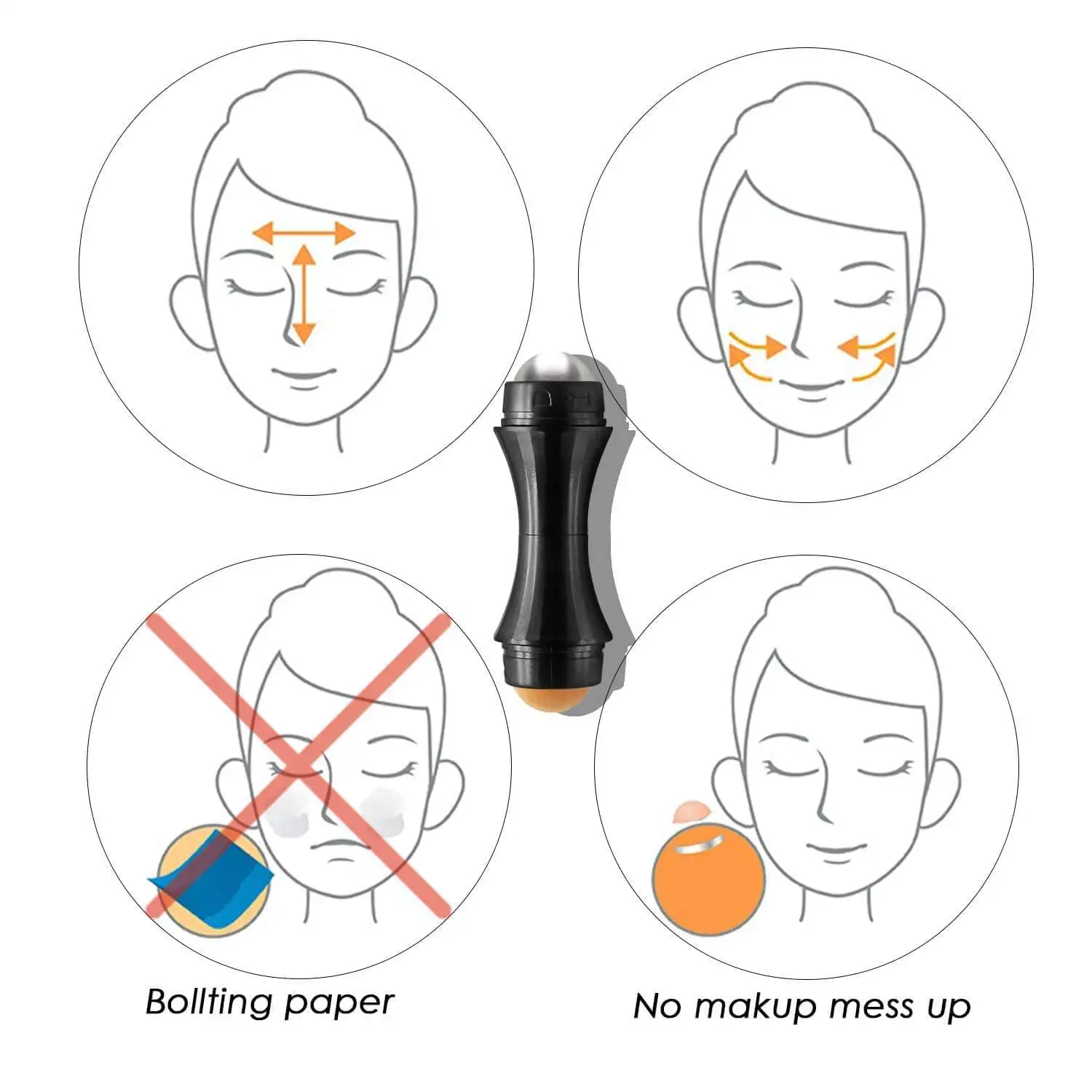 Cheap Portable Double Beads Volcanic Stone Face Roller Reusable Oil Control Oil Absorbing Oil Removal Volcanic Roller