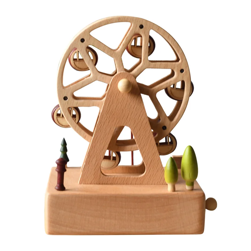 Hot selling romantic customer wooden ferris wheel music box for  gifts