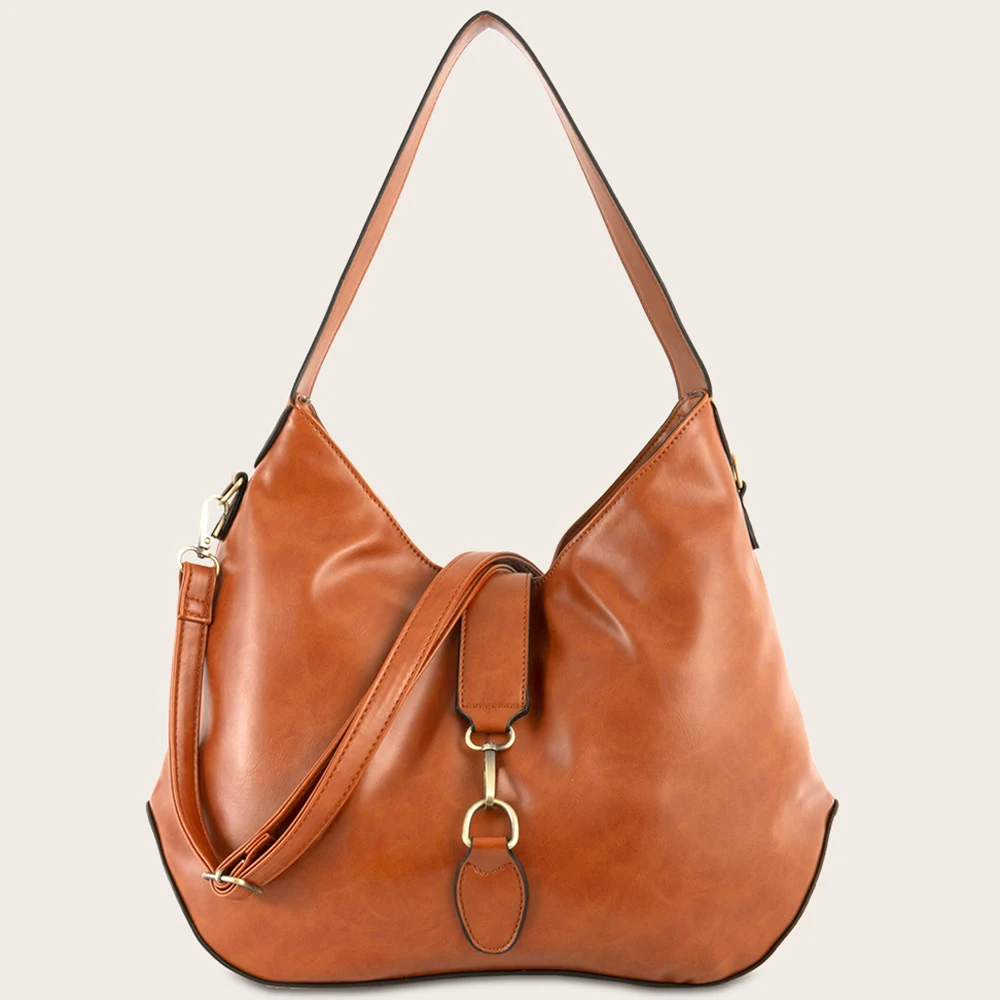 Hot sale Hasp PU leather bucket bottom bag women vintage brown handbag / purse