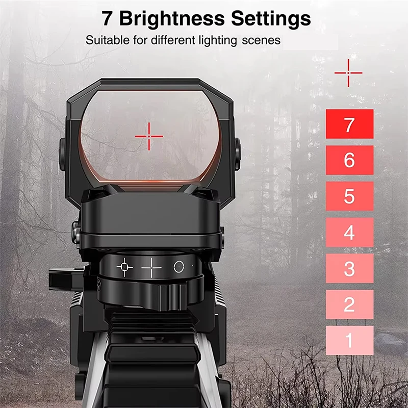 LUGER 1X22X33 HD101 Red Dot Sight Holographic Reflex Sight 4 Reticle Optics ON & Off Switch for 20mm 7 Brightness Level