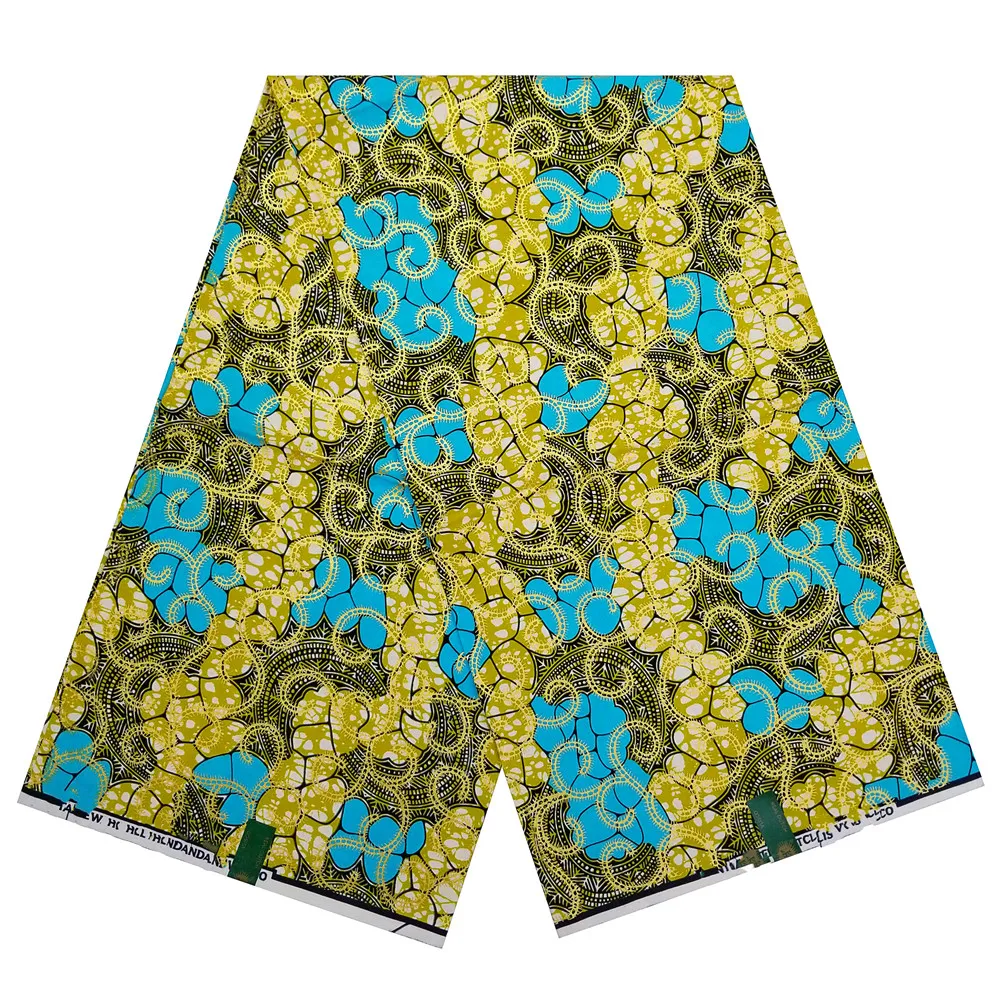 New Nigerian African Wax Fabrics 100%Cotton Print Ankara High Quality Original Pagne Veritable Super Golden