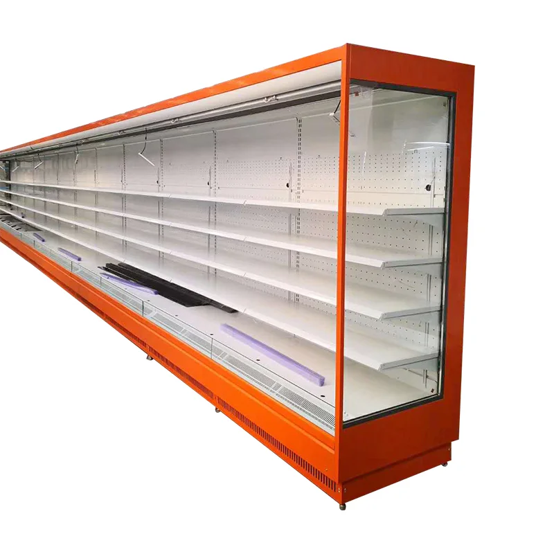 Коммерческий супермаркет Вертикальная открытая витрина морозильная камера Вертикальный стеклянный дверной охладитель для охлаждения напитков
