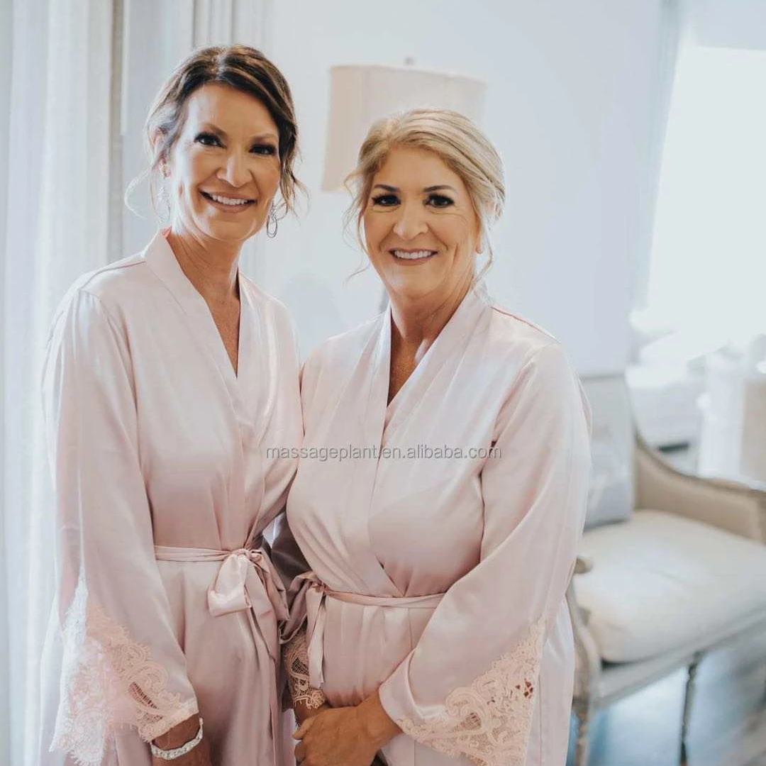 Wholesale Kimono Lace Satin Silk Bridesmaids Bride Robe