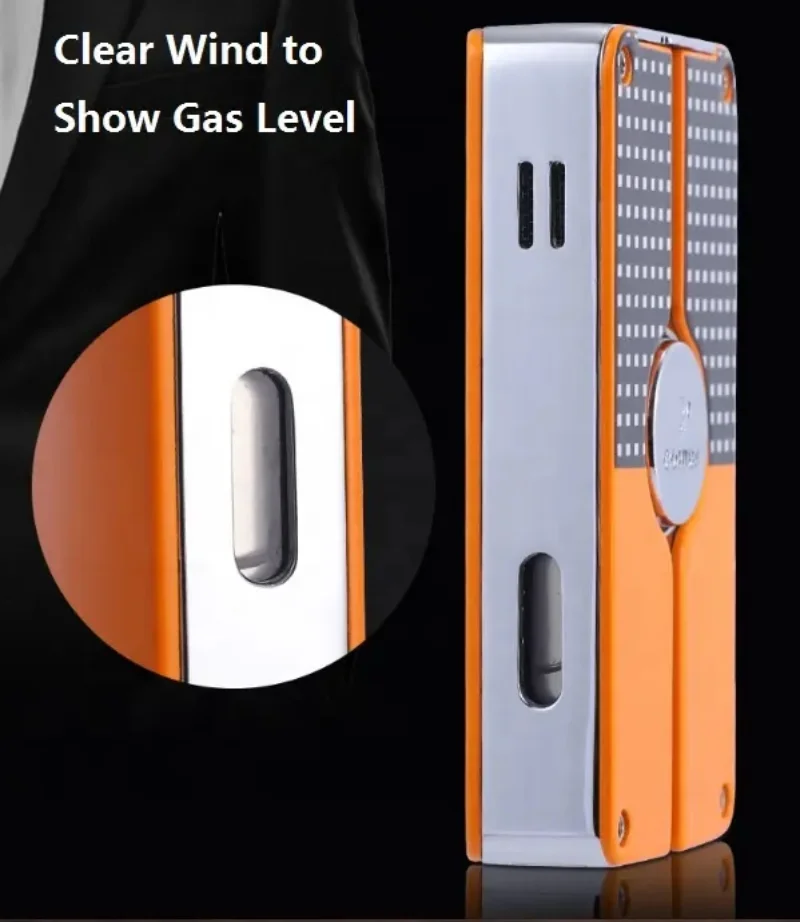 Wholesale Cigar Lighter Custom Logo Refillable Windproof Triple Jet Flame Torch Cigar Lighter Metal Jet Lighter