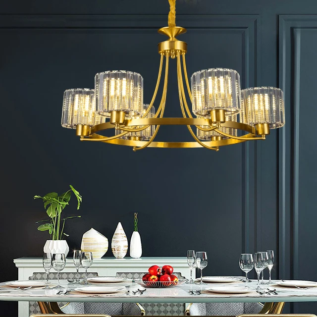 Новинка 2021, круглая комнатная Роскошная Подвесная лампа E27, трехцветный подвесной светильник с затемнением, Современная хрустальная люстра для дома