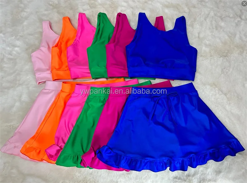 Factory Custom Solid Color Yoga Set Elastic Kids Fitness Gymwear Custom Logo Baby Girl Sports Clothes Set