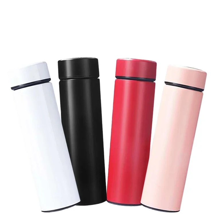 Double Wall Designer Time Marker Reminder With Led Temperature Display Vaccum Flask Stainless Steel Smart Water Bottle