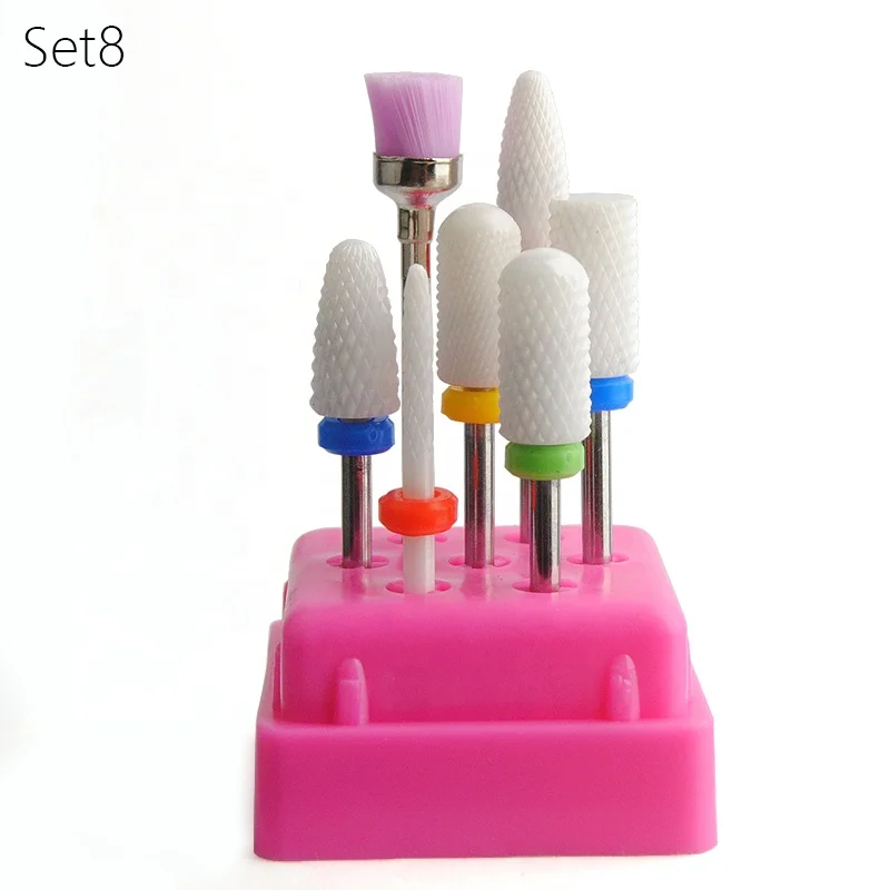 APROMS 7Pcs Nail Drill Bits Set Tungsten Carbide Ceramic Milling Cutter Manicure Machine Accessories Electric Nail File Cuticle