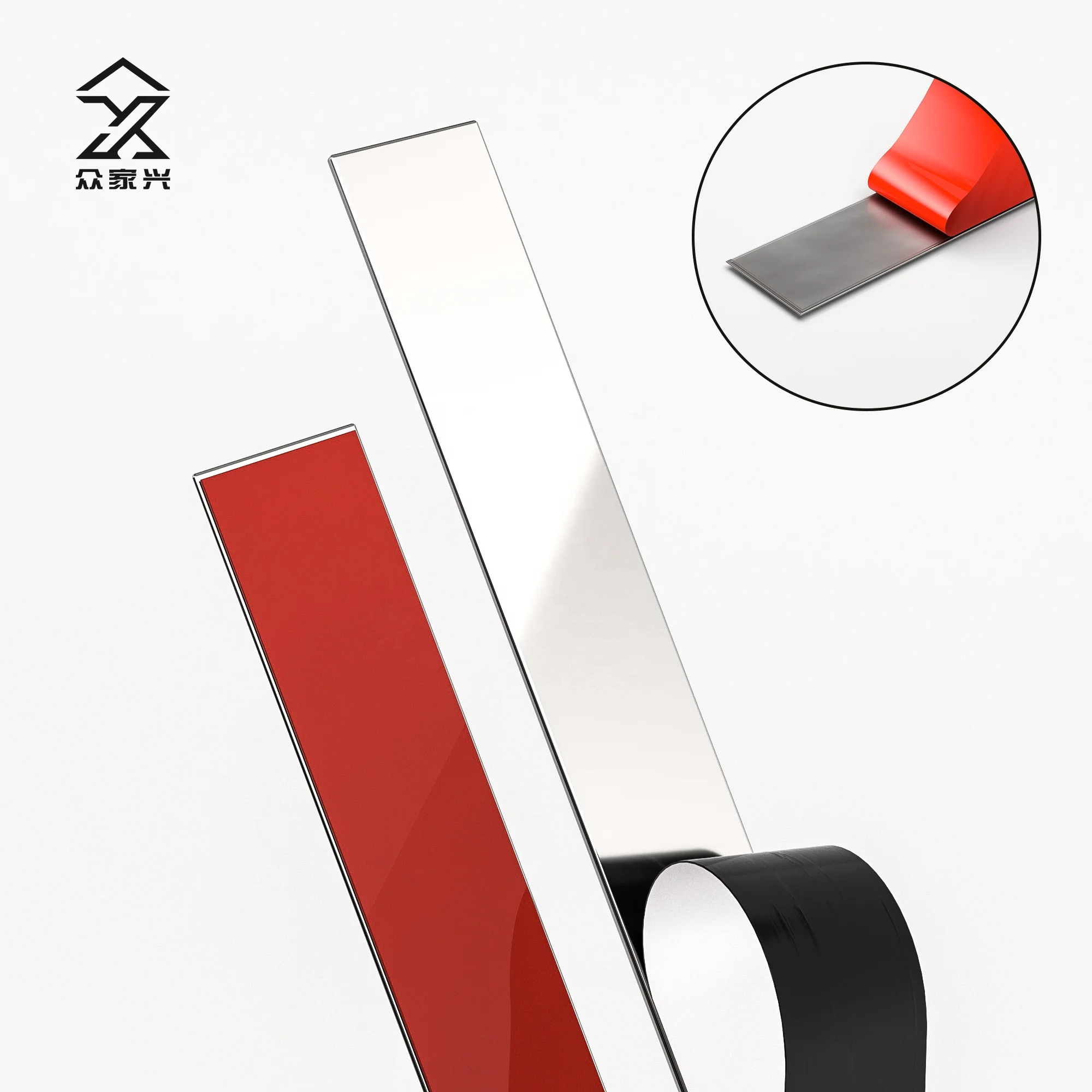 Decoration Gold Mirror Oem Backed Stainless Steel Self Adhesive Wall Flat Strip