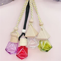 8ml Decorative colorful glass hanging car perfume bottles with wooden screw cap