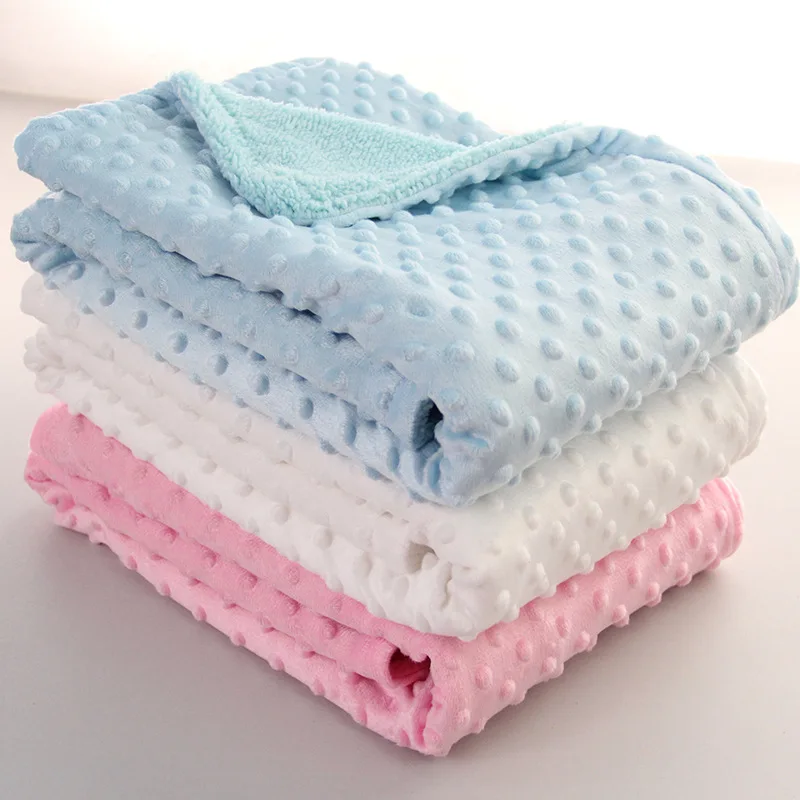 Winter Double Layer Baby Blanket Dot Warm Super Soft Car Blanket Newborn Conciliatory Crib Bed Throw Security Blanket