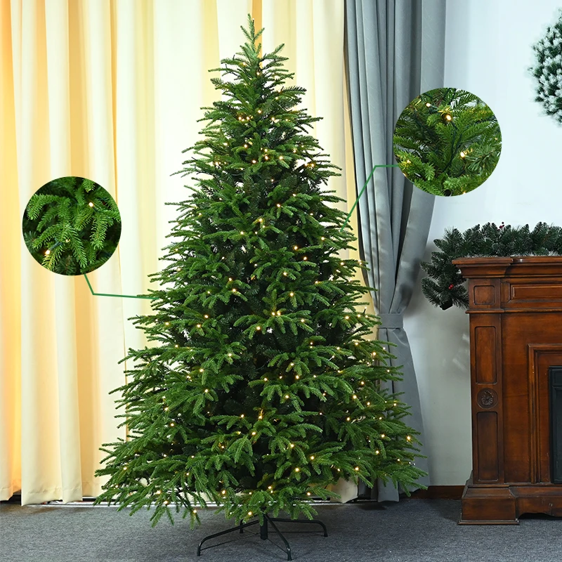 Customizable Wholesale 6ft~7.5ft Pre-lit PE PVC Mixed Indoor And Outdoor Foldable Artificial Christmas Tree