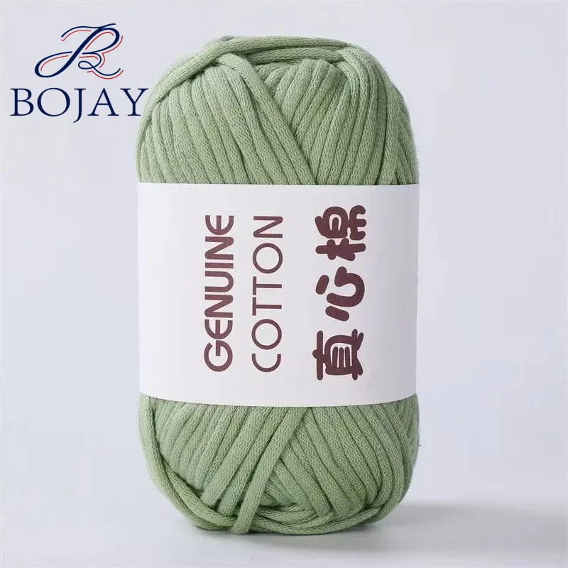 Bojay  50g Ball 68% Cotton 32% Nylon Hand Woven DIY Yarn Hollow Tube Braid Chunky Crochet Yarn