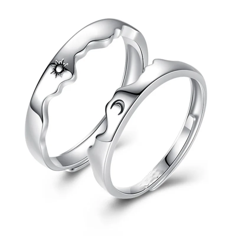 Sun Moon Couple Rings Open Adjustable Ring Each Other Lover Couple Friends Gift Wedding Jewelry Rings