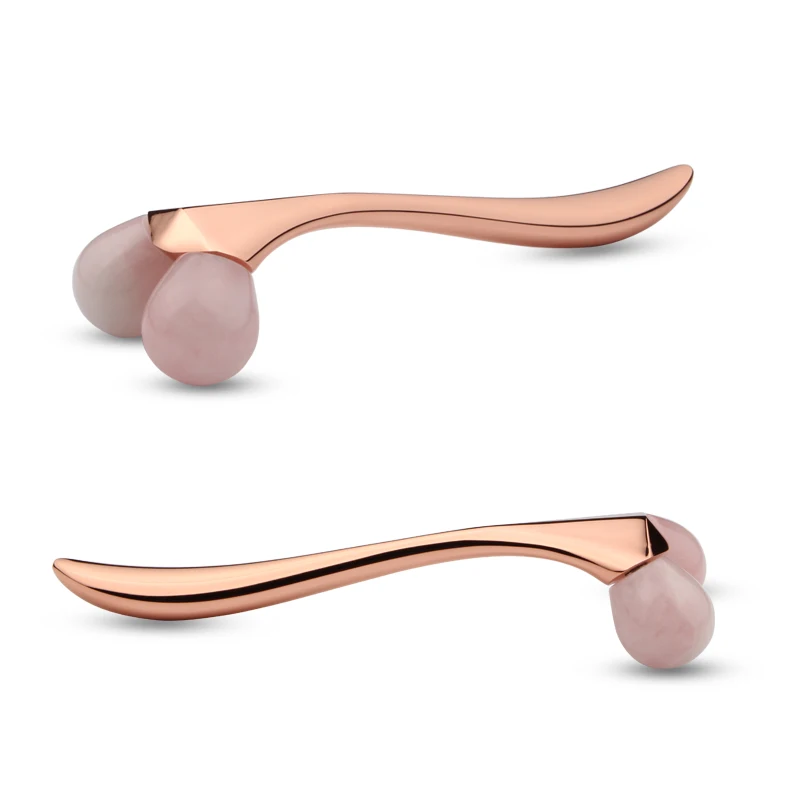 Natural Rose Quartz Eye Cream Facial Massager Beauty Bar 3D Face Jade Roller Round Head Beauty Roller With Handle Mask Spoon