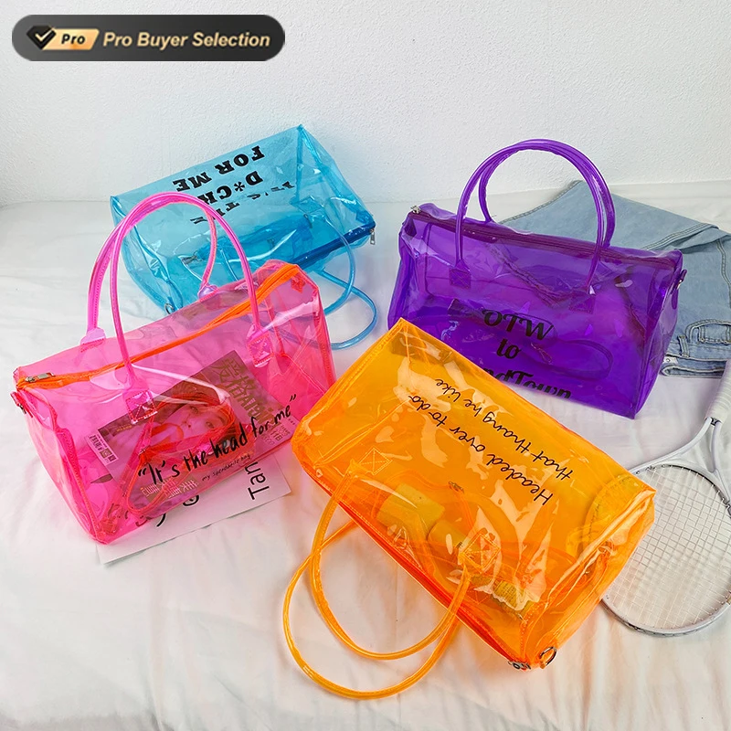 Kalanta Transparent Plastic Bag Candy Color Travel Bag Swimming Large Capacity Portable Shoulder Messenger Bag