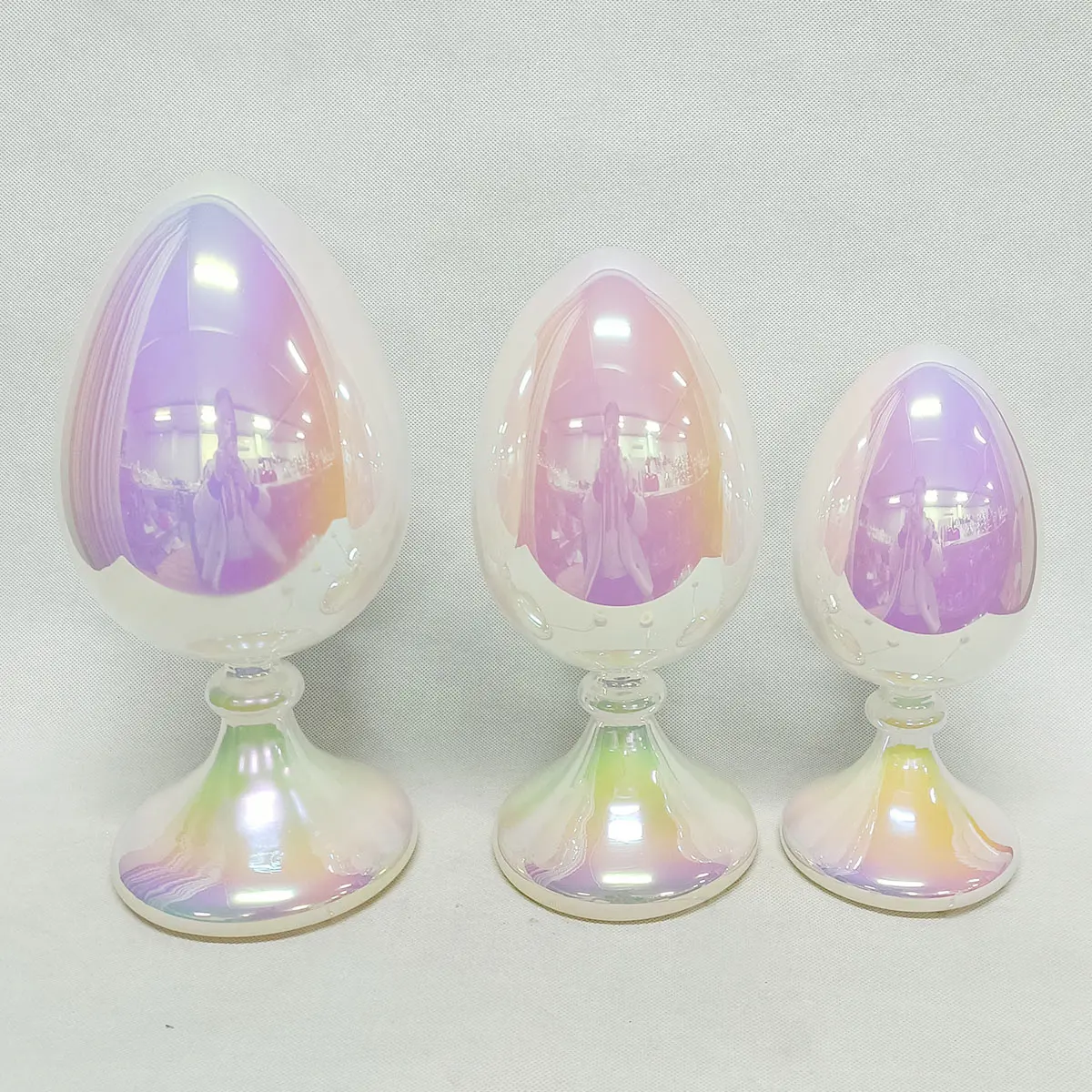 Wholesale small glass table decorative easter egg shaped new gift decor ideas products with led light for easter decoration