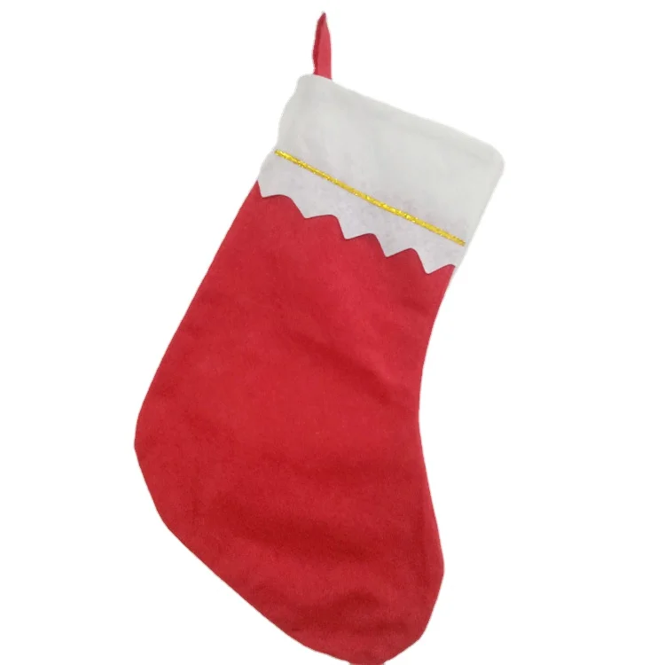 Wholesale non-woven felt Christmas Stocking Red Christmas Stocking hanging gift bag gold line Stocking Christmas decoration