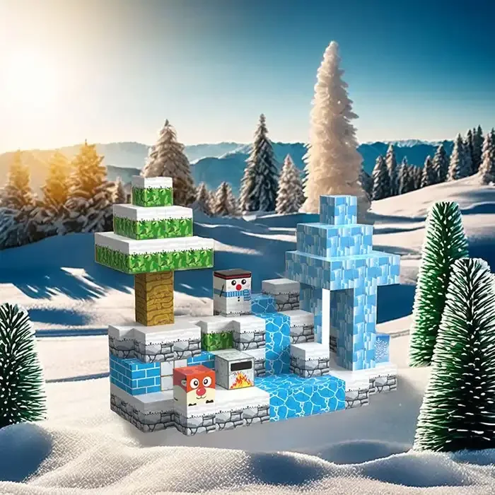 CAYI My World Magnetic Block World of Snow and Ice Creative Diy Magnetic Toys Cubes Building Block Set Educational Toys for kids