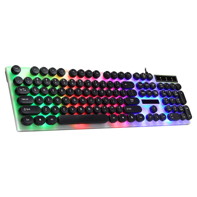 New design USB Wired Mini Membrane Keyboard RGB 104-key gaming mechanical  Keyboard ABS Laptop Office Black